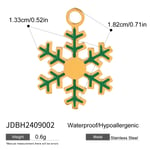 Green / 1 Piece Ethnic Classic Style Christmas Cartoon Snowflake Shape Stainless Steel  Gold Color Women's Pendant Picture2